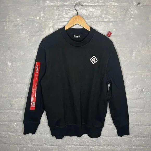 Diesel x Coca Cola Men’s Pullover Black Cotton Blend Ribbed Jumper Sweater Small - Picture 1 of 13